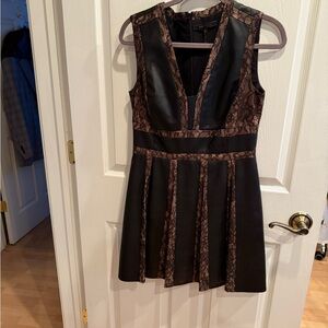 BCBGMaxAzria Black and Brown Lace Mini Dress